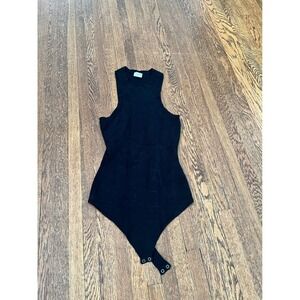 Abercrombie & Fitch Womens Black Ribbed Racerback Bodysuit Small Sleeveless Knit